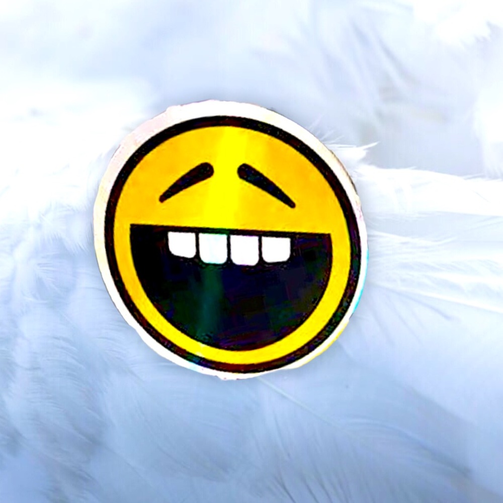 Smiley Metallic Prismatic Reflective Single Decor Sticker